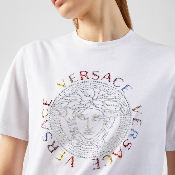 Brand New Versace Studded Medusa Logo T-Shirt - Picture 5 of 8